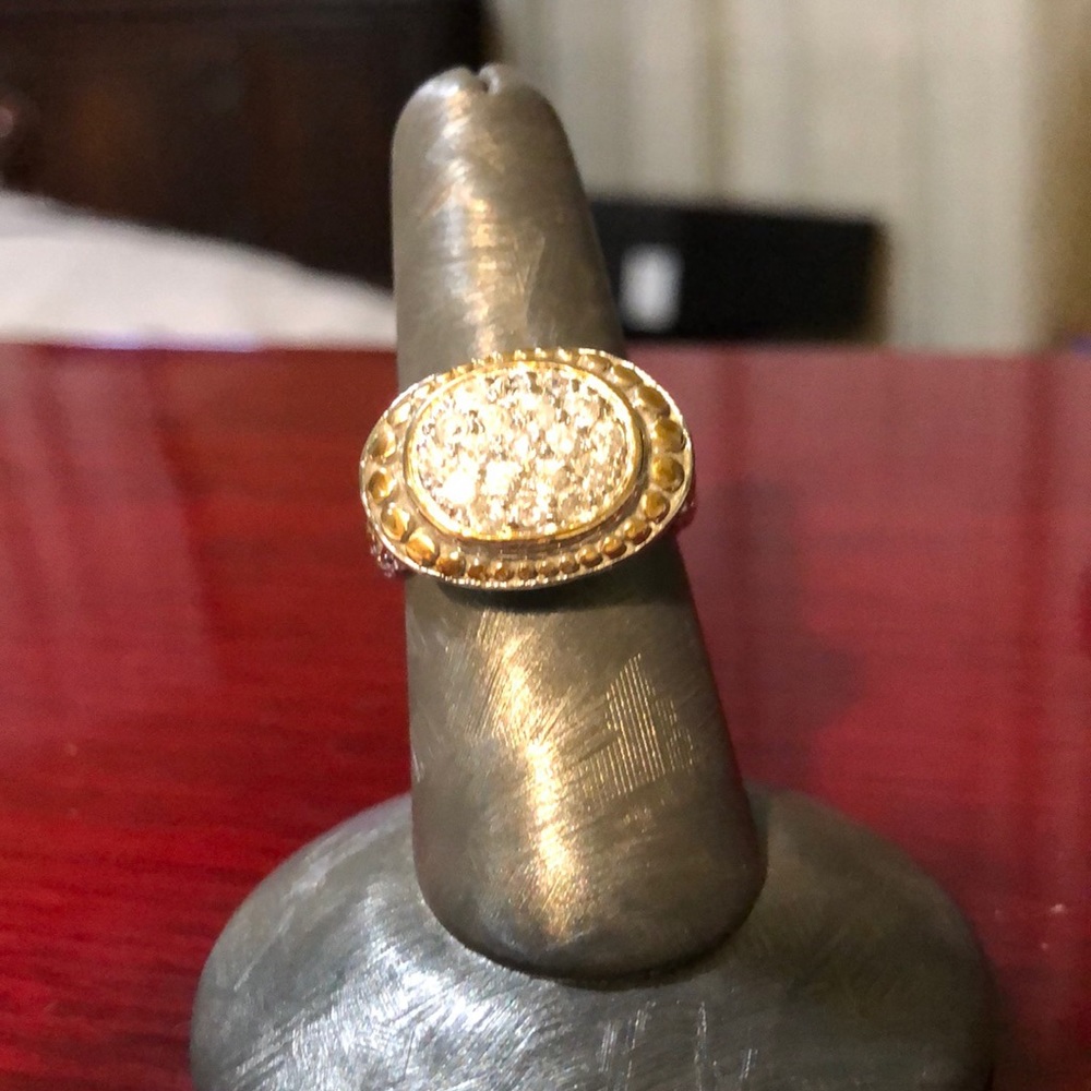 SS CZ ring w/ gold accents